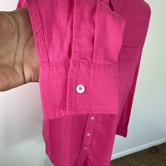 Gap Women's M Linen Blend Button Up Shirt Pink NWT 0151 - Picture 12 of 16